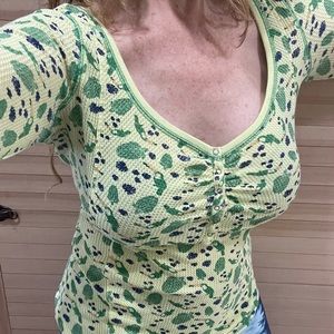 Free People Waffle Knit Henley size L